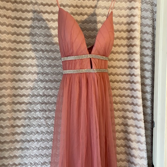 Beautiful Pink and Silver Formal Maxi Dress - Picture 2 of 7